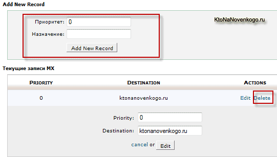 MX записи в почте для домена
