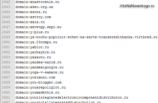 Список доменов для Disavow links 