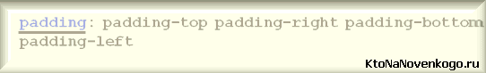Возможные значения CSS свойства Padding